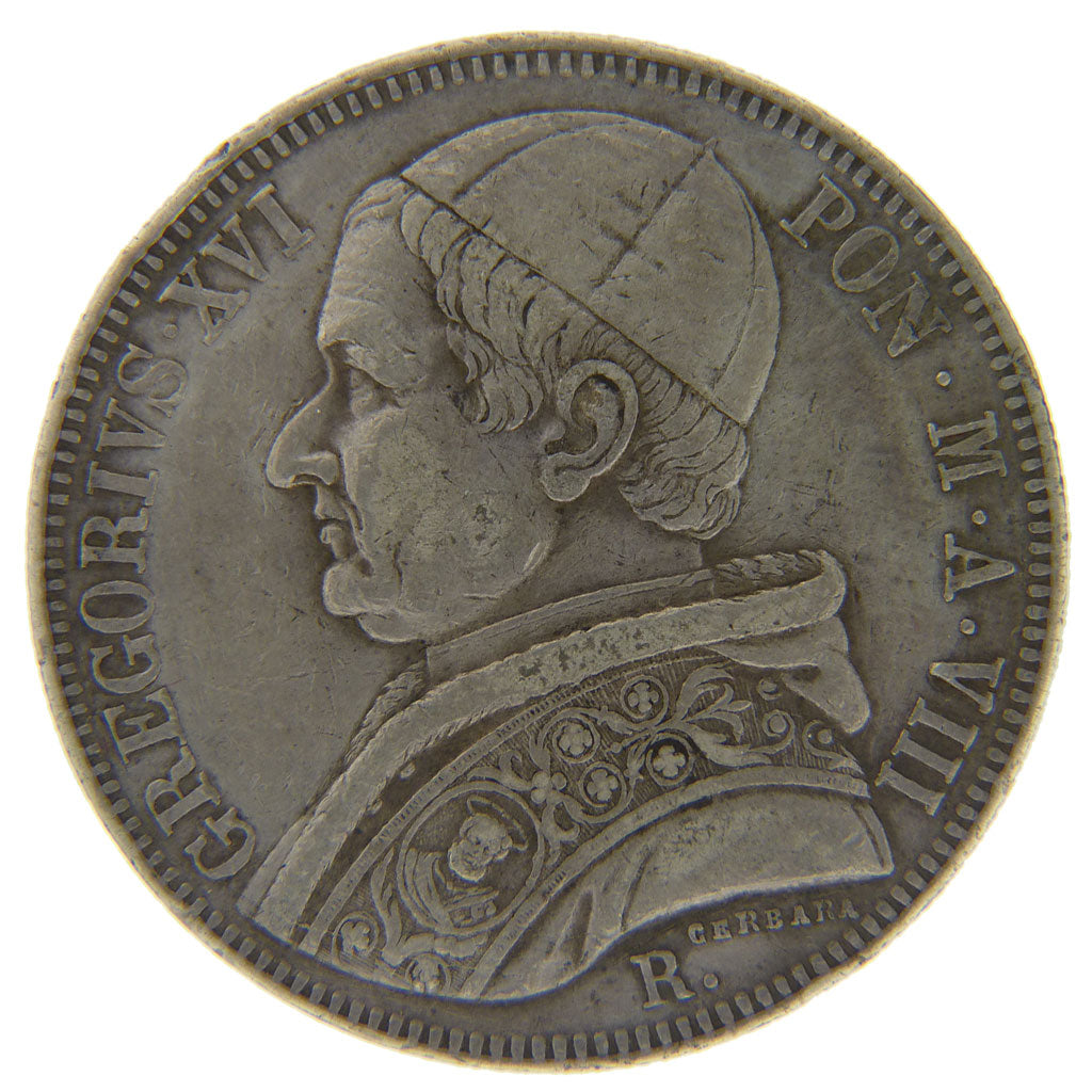 ITALIAN STATES, Scudo, 1839, Roma, KM #1324, EF(40-45), Silver, 26.70