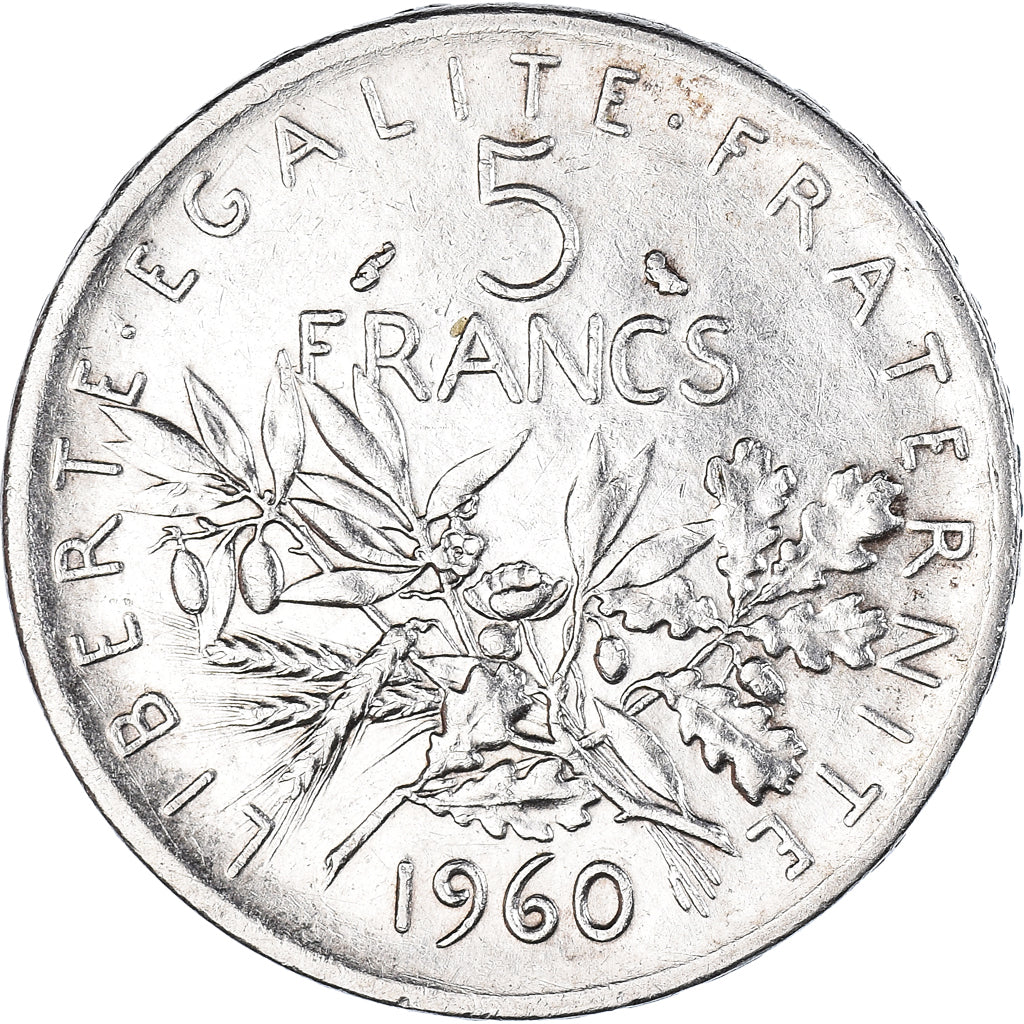 Coin, France, Semeuse, 5 Francs, 1960, AU(55-58), Silver, KM:926, Gadoury:770