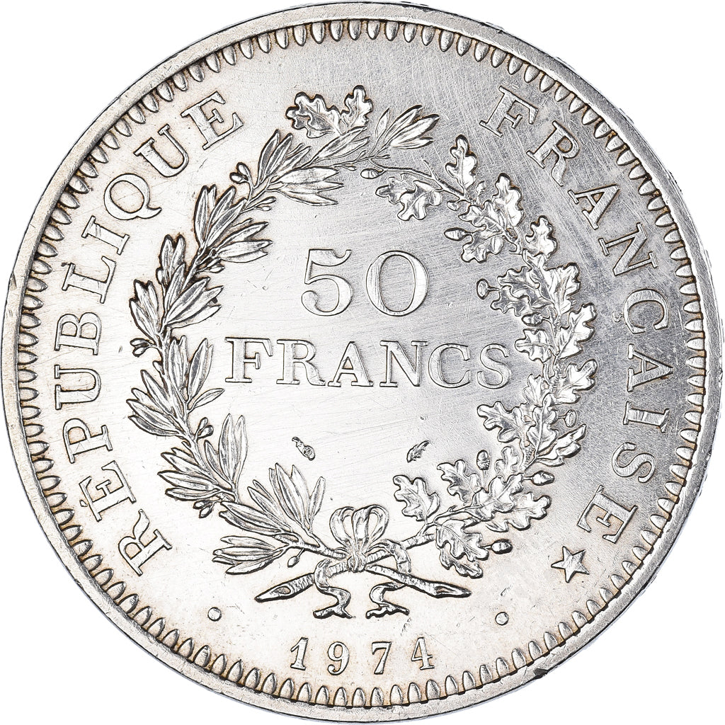 Coin, France, Hercule, 50 Francs, 1974, Paris, AU(50-53), Silver, KM:941.1