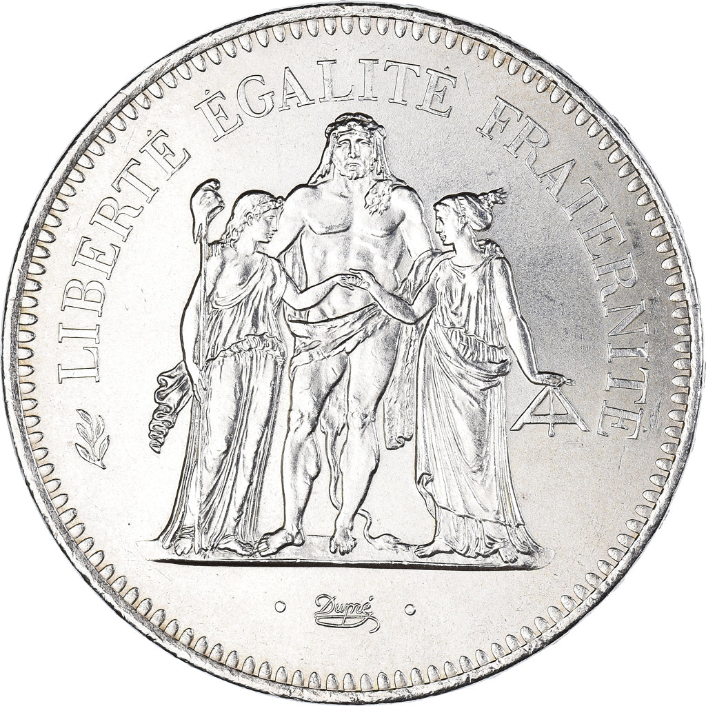 Coin, France, Hercule, 50 Francs, 1976, Paris, MS(63), Silver, KM:941.1