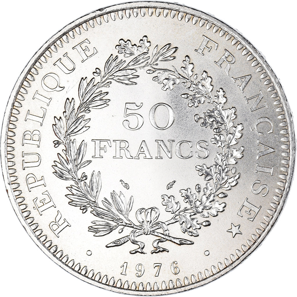 Coin, France, Hercule, 50 Francs, 1976, Paris, MS(63), Silver, KM:941.1