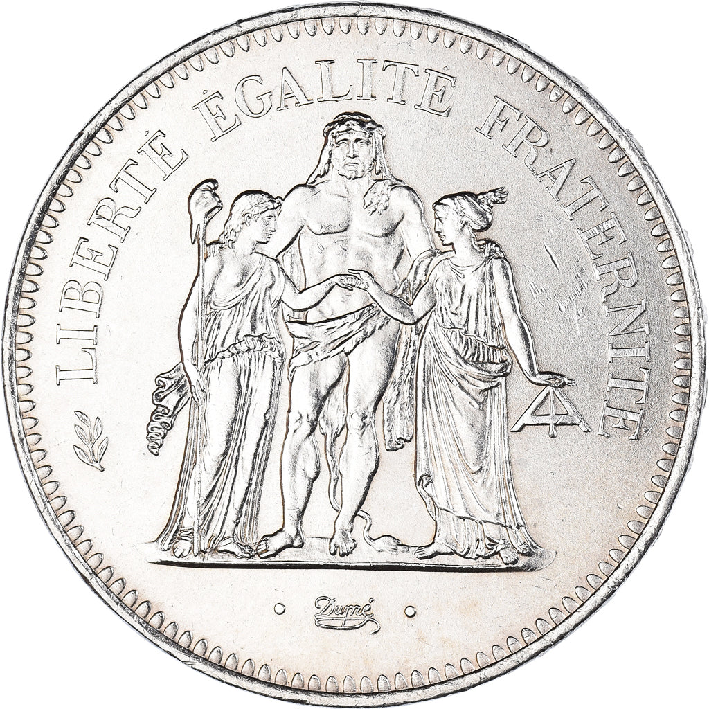 Coin, France, Hercule, 50 Francs, 1975, Paris, MS(63), Silver, KM:941.1
