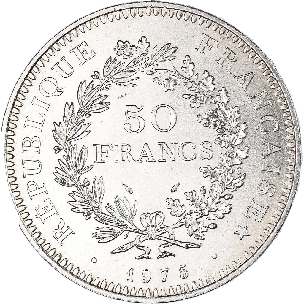 Coin, France, Hercule, 50 Francs, 1975, Paris, MS(63), Silver, KM:941.1