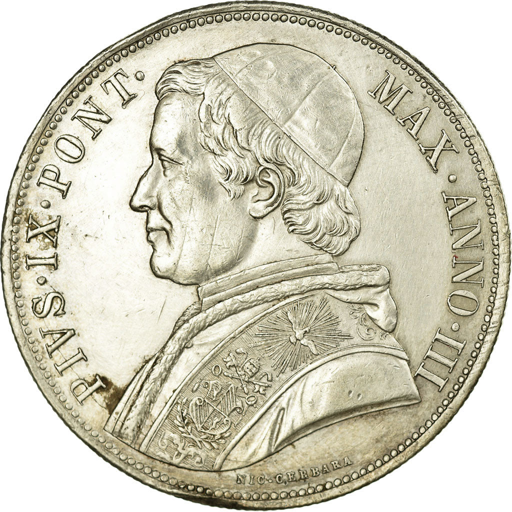Papal States, Pius IX, Scudo, 1848, Rome, Argento, SPL-, KM:1336.1