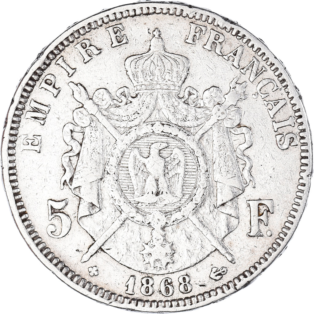 Coin, France, Napoleon III, 5 Francs, 1868, Strasbourg, VF(20-25), Silver