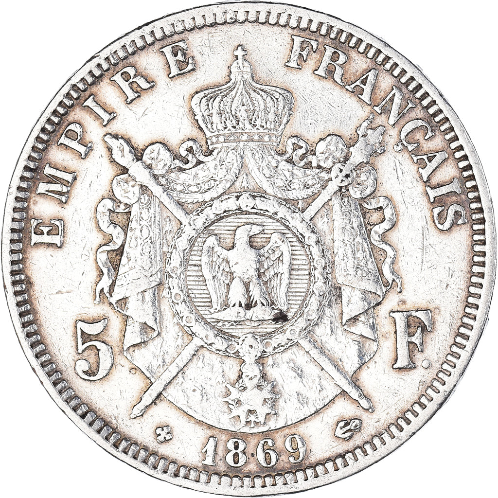 Coin, France, Napoleon III, 5 Francs, 1869, Strasbourg, VF(30-35), Silver