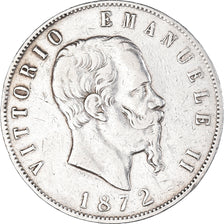 Moneta, Italia, Vittorio Emanuele II, 5 Lire, 1872, Milan, MB+, Argento, KM:8.3