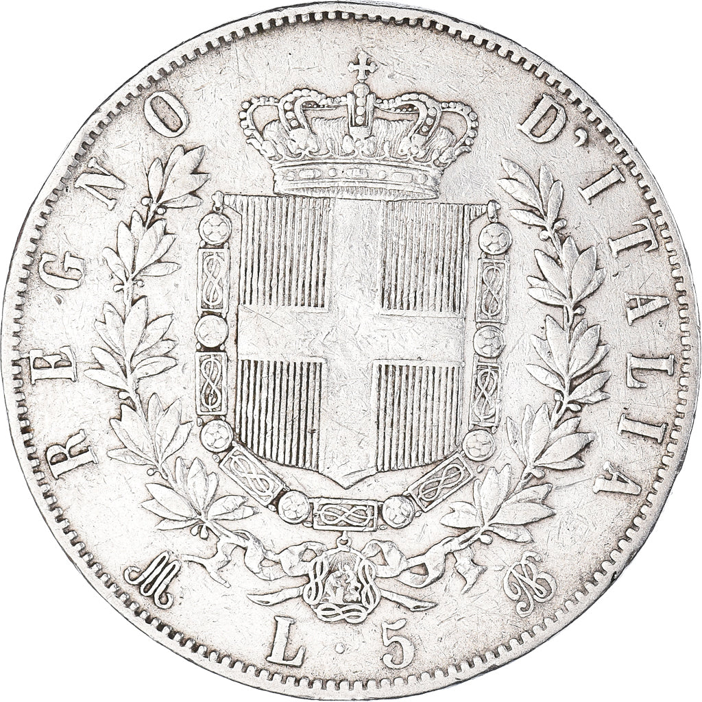 Moneta, Italia, Vittorio Emanuele II, 5 Lire, 1872, Milan, MB+, Argento, KM:8.3
