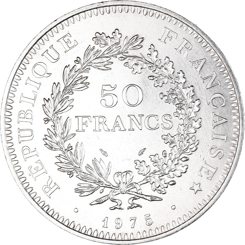 Coin, France, Hercule, 50 Francs, 1975, Paris, MS(63), Silver, KM:941.1