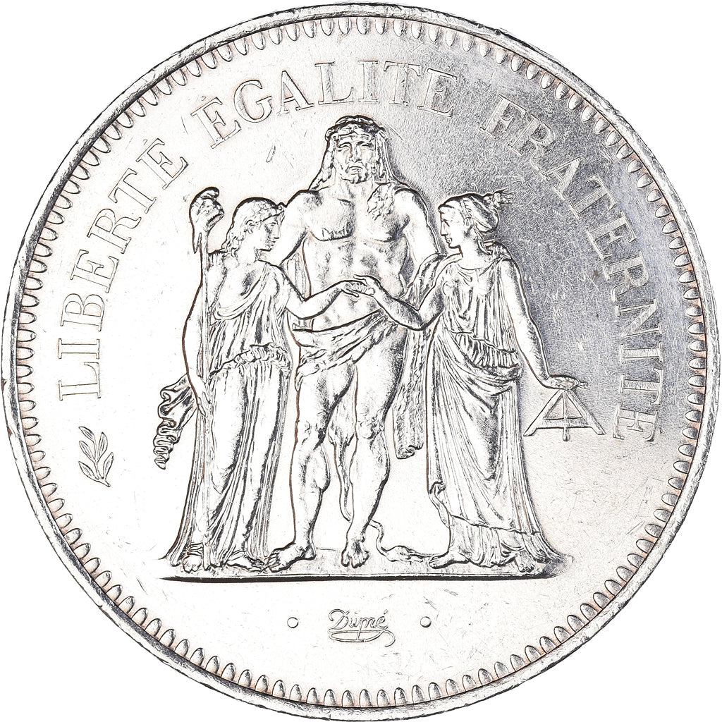 Coin, France, Hercule, 50 Francs, 1977, Paris, MS(63), Silver, KM:941.1