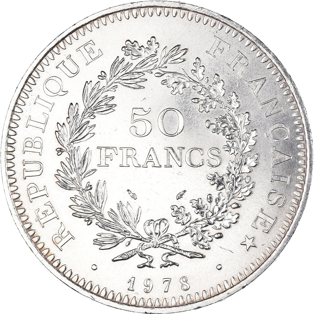 Coin, France, Hercule, 50 Francs, 1978, Paris, MS(63), Silver, KM:941.1