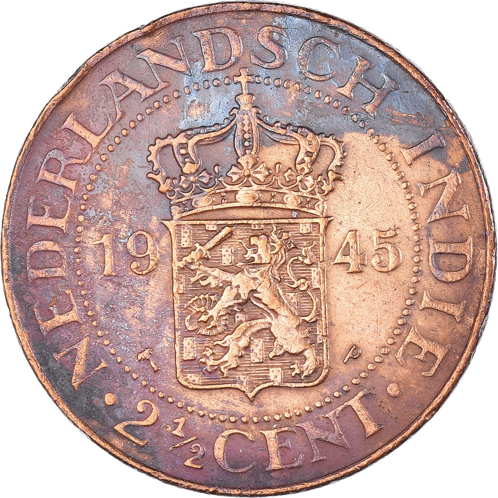 Coin, NETHERLANDS EAST INDIES, Wilhelmina I, 2-1/2 Cents, 1945, EF(40-45)