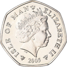 Moeda, Ilha de Man, Elizabeth II, 50 Pence, 2005, Pobjoy Mint, MS(63)