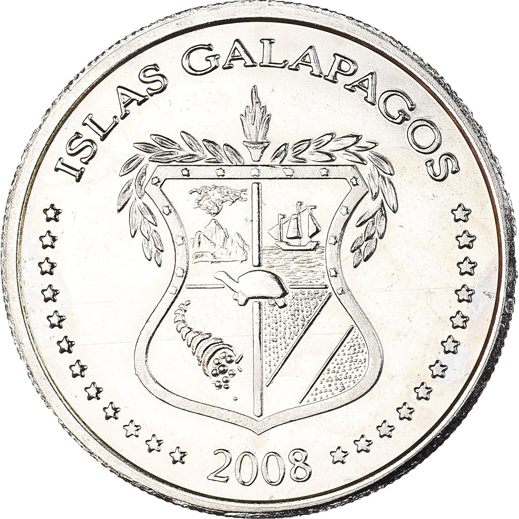 Coin, GALAPAGOS ISLANDS, 25 Centavos, 2008, MS(64), Copper-nickel, KM:4