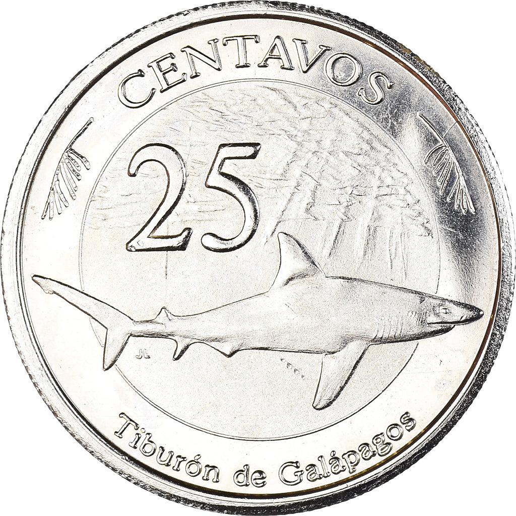 Coin, GALAPAGOS ISLANDS, 25 Centavos, 2008, MS(64), Copper-nickel, KM:4