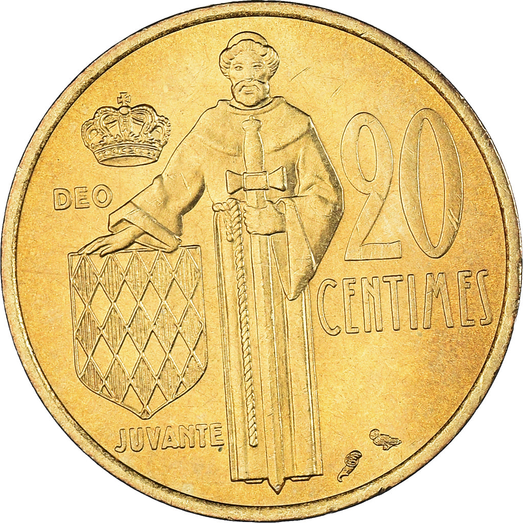 Coin, Monaco, Rainier III, 20 Centimes, 1974, AU(50-53), Aluminum-Bronze