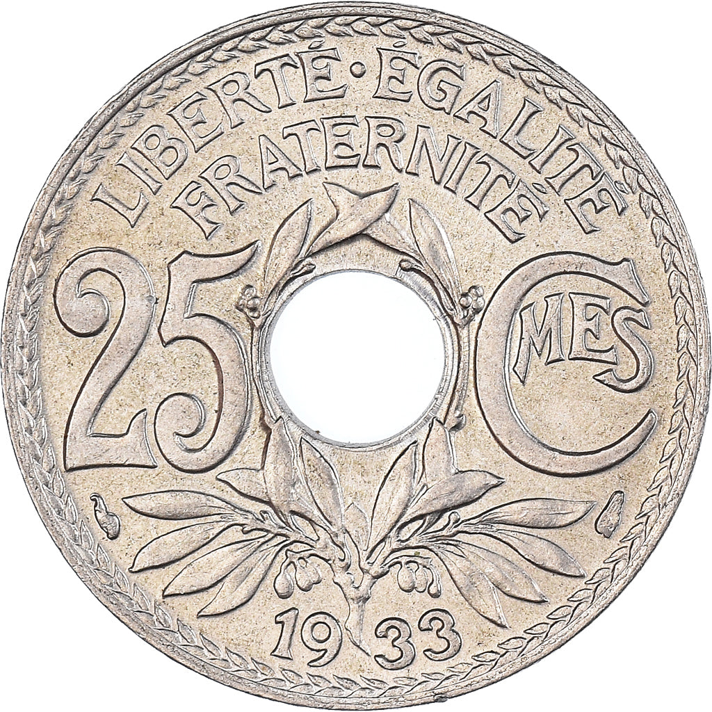 Coin, France, Lindauer, 25 Centimes, 1933, AU(50-53), Copper-nickel, KM:867a