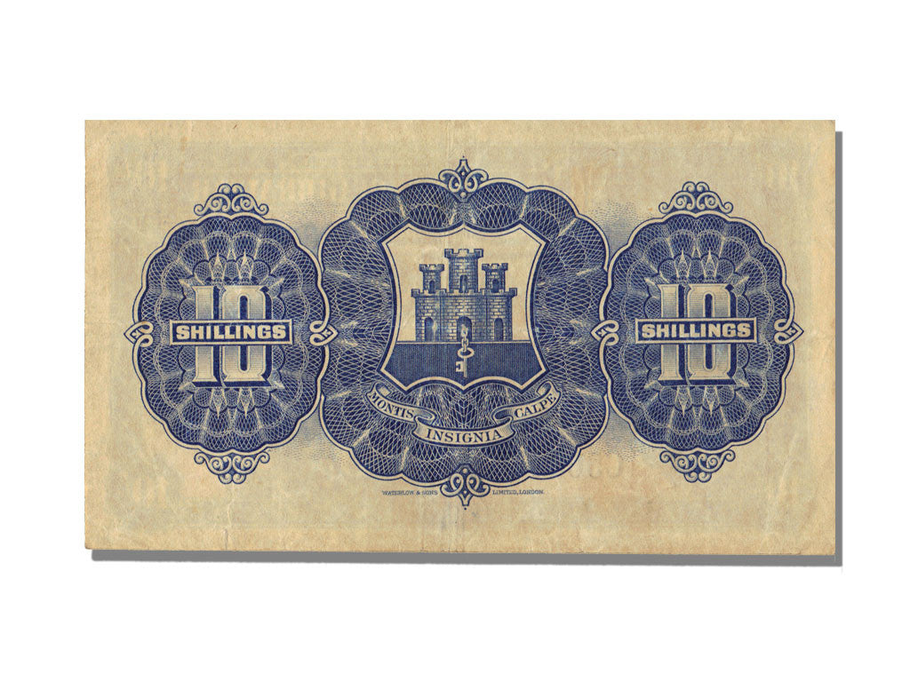 Gibraltar, 10 Shillings, 1942, KM #14b, 1942-06-01, AU(55-58), C