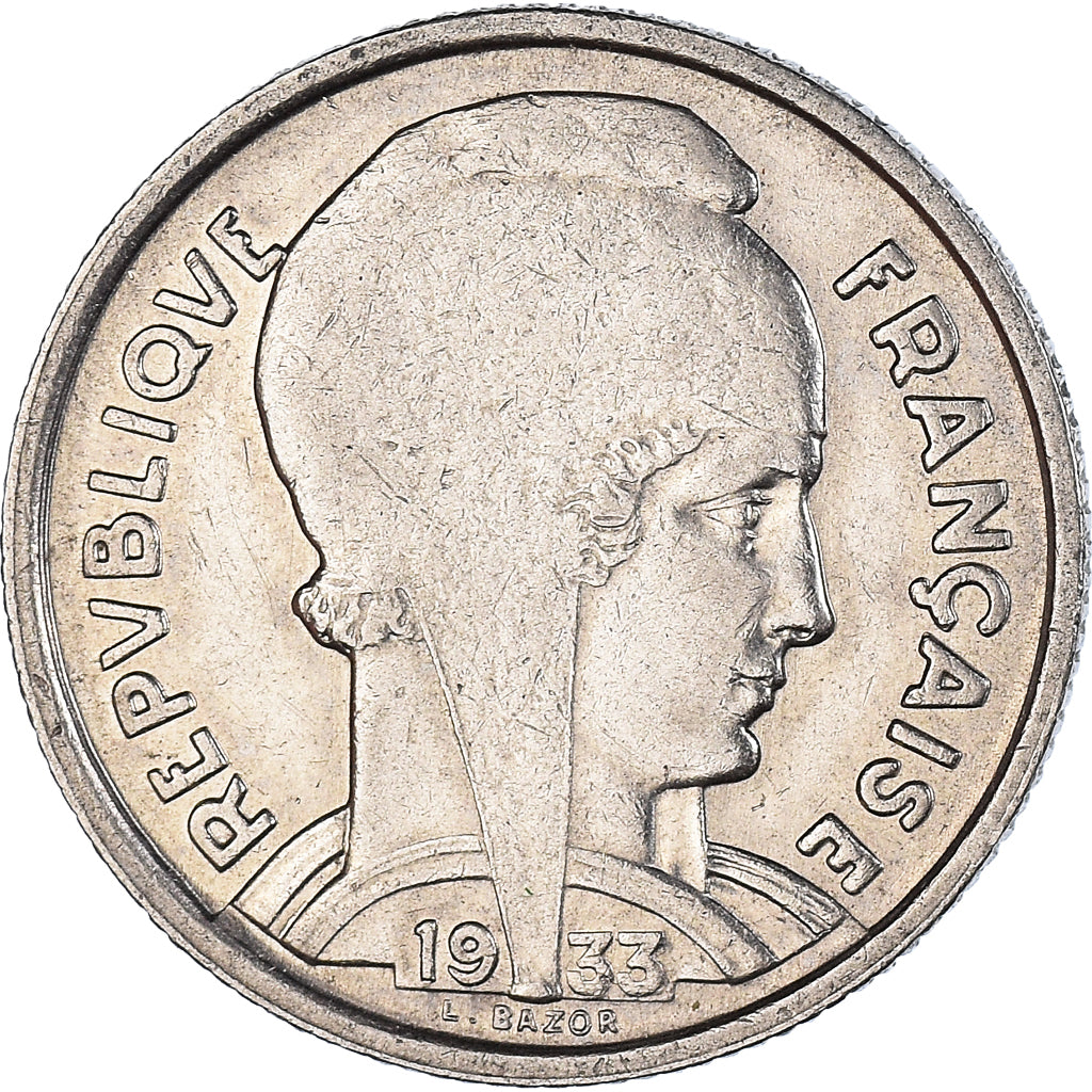 Moneta, Francia, Bazor, 5 Francs, 1933, Paris, BB, Nichel, KM:887, Gadoury:753