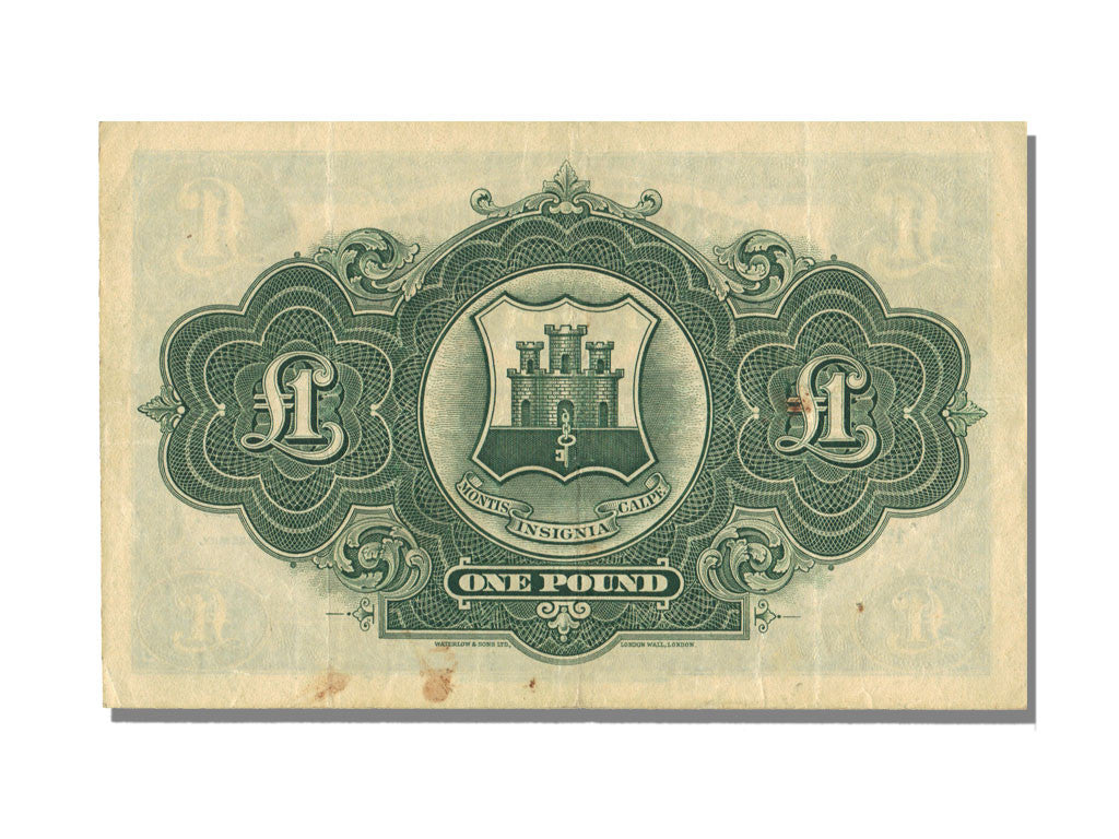 Gibraltar, 1 Pound, 1942, KM #15b, 1942-06-01, AU(55-58), D