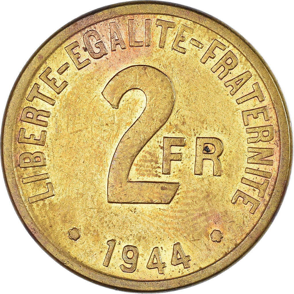 Moneta, Francja, France Libre, 2 Francs, 1944, Philadelphia, VF(30-35)