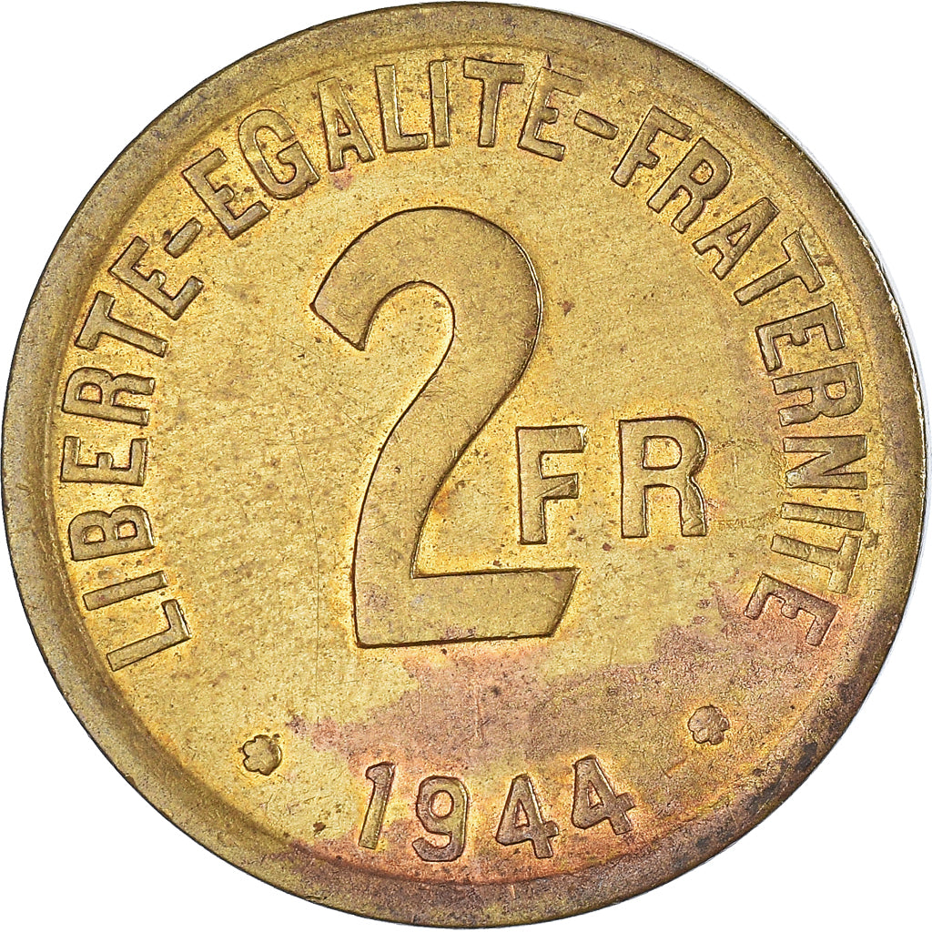Münze, Frankreich, France Libre, 2 Francs, 1944, Philadelphia, S+, Messing