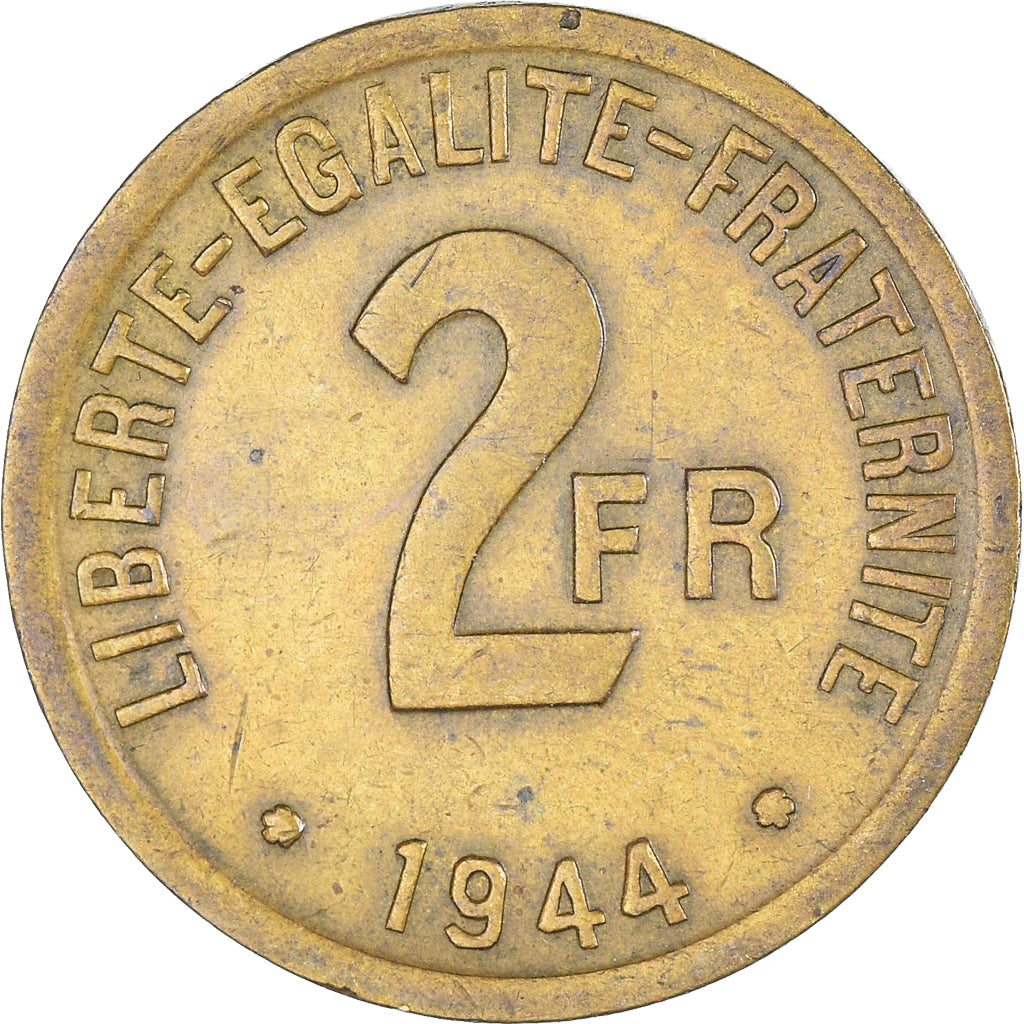 Moneta, Francja, France Libre, 2 Francs, 1944, Philadelphia, VF(20-25)