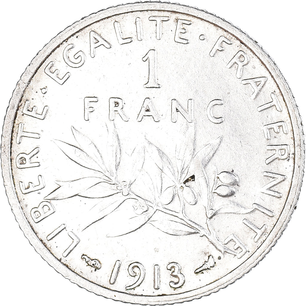 Coin, France, Semeuse, Franc, 1913, Paris, 1 Franc, AU(50-53), Silver, KM:844.1