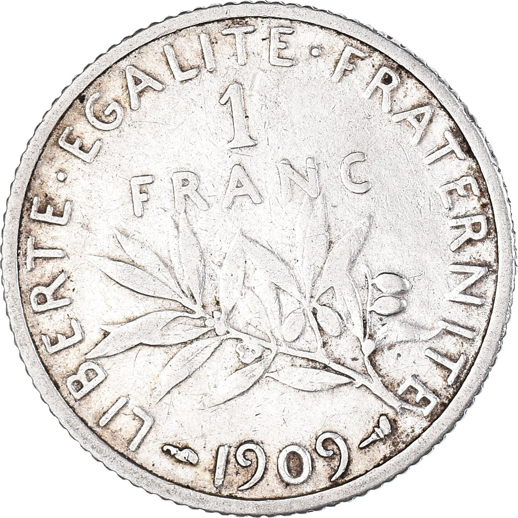 Coin, France, Semeuse, Franc, 1909, Paris, 1 Franc, EF(40-45), Silver, KM:844.1