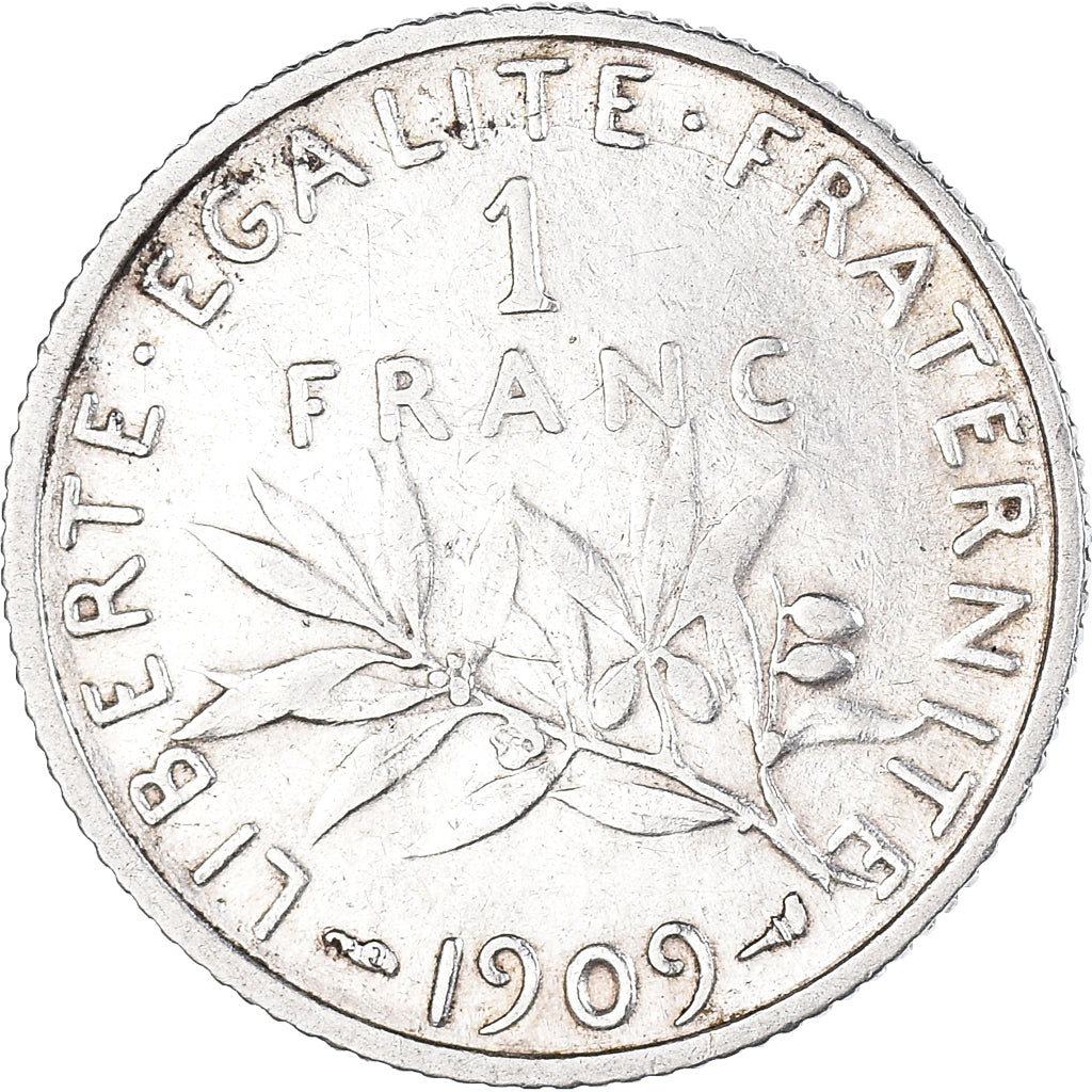 Coin, France, Semeuse, Franc, 1909, Paris, 1 Franc, EF(40-45), Silver, KM:844.1