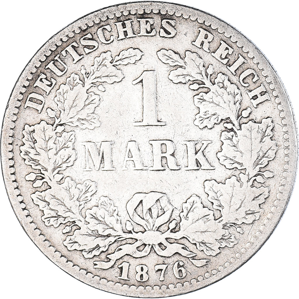 Moneda, ALEMANIA - IMPERIO, Wilhelm I, Mark, 1876, Stuttgart, 1 Mark, BC+