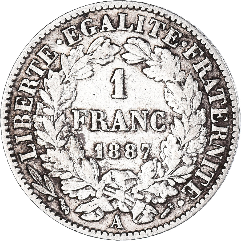 Coin, France, Cérès, Franc, 1887, Paris, 1 Franc, EF(40-45), Silver, KM:822.1