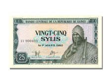 Guinea, 25 Sylis, KM #24a, 1960-03-01, UNC(65-70), AV