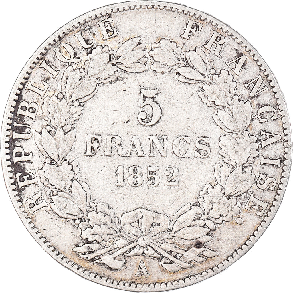 Munten, Frankrijk, Napoléon III, 5 Francs, 1852, Paris, FR, Zilver, KM:773.1