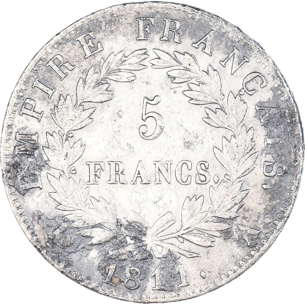 Coin, France, Napoléon I, 5 Francs, 1811, Paris, VF(20-25), Silver, KM:694.1