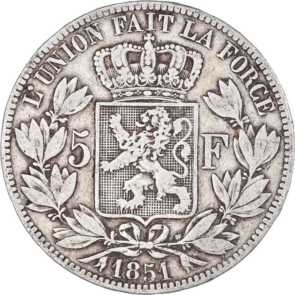 Monnaie, Belgique, Leopold I, 5 Francs, 5 Frank, 1851, TB+, Argent, KM:17