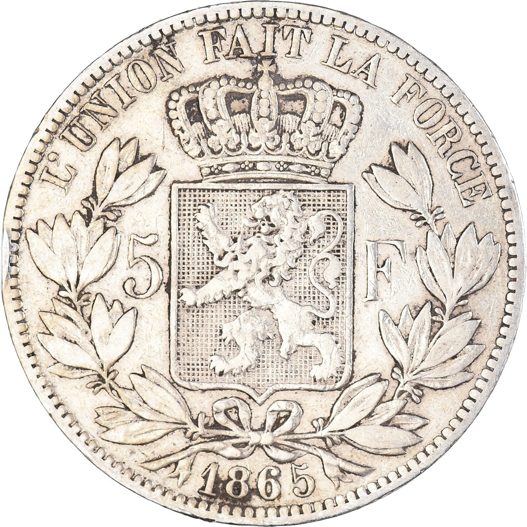 Coin, Belgium, Leopold I, 5 Francs, 5 Frank, 1865, VF(30-35), Silver, KM:17