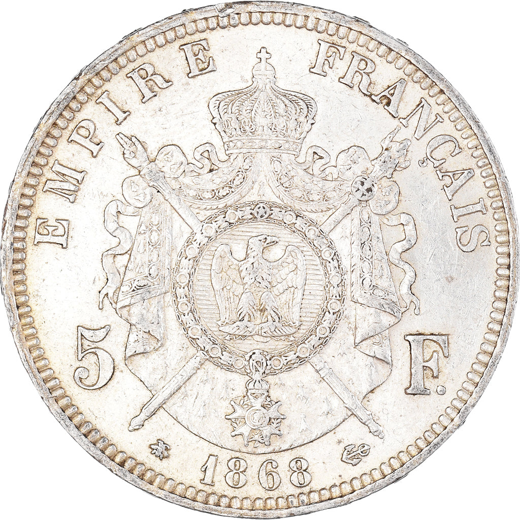 Moneda, Francia, Napoleon III, Napoléon III, 5 Francs, 1868, Paris, MBC+