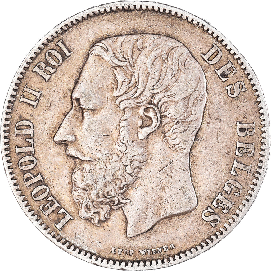 Moneta, Belgio, Leopold II, 5 Francs, 5 Frank, 1869, MB+, Argento, KM:24