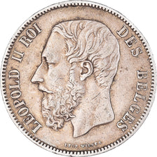 Moneta, Belgio, Leopold II, 5 Francs, 5 Frank, 1869, MB+, Argento, KM:24