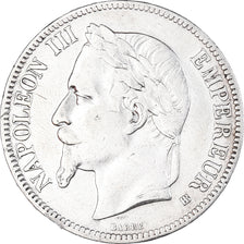 Moneta, Francia, Napoléon III, 5 Francs, 1867, Strasbourg, MB+, Argento