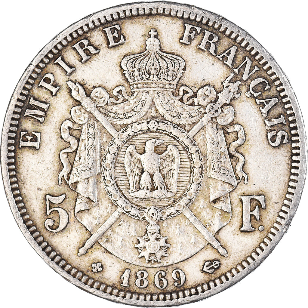 Coin, France, Napoléon III, 5 Francs, 1869, Strasbourg, VF(30-35), Silver