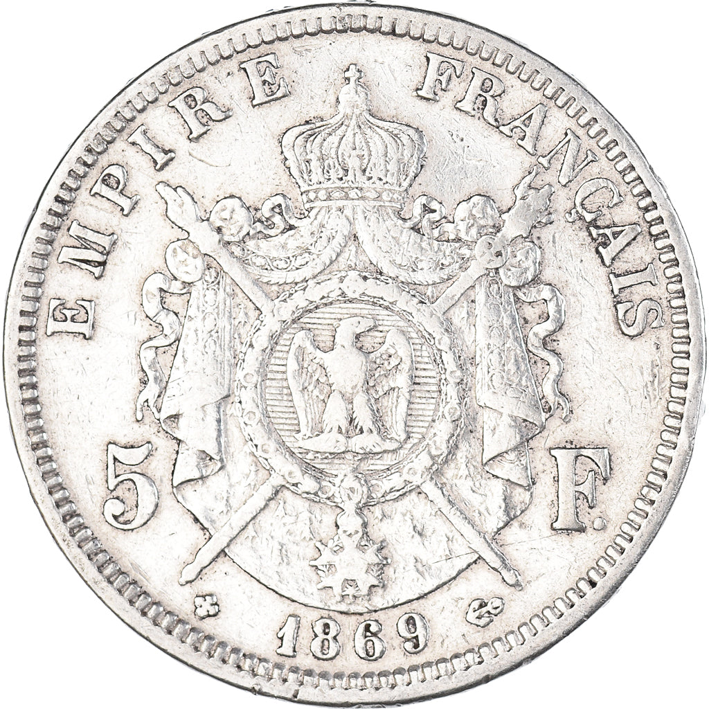 Coin, France, Napoléon III, 5 Francs, 1869, Strasbourg, VF(20-25), Silver