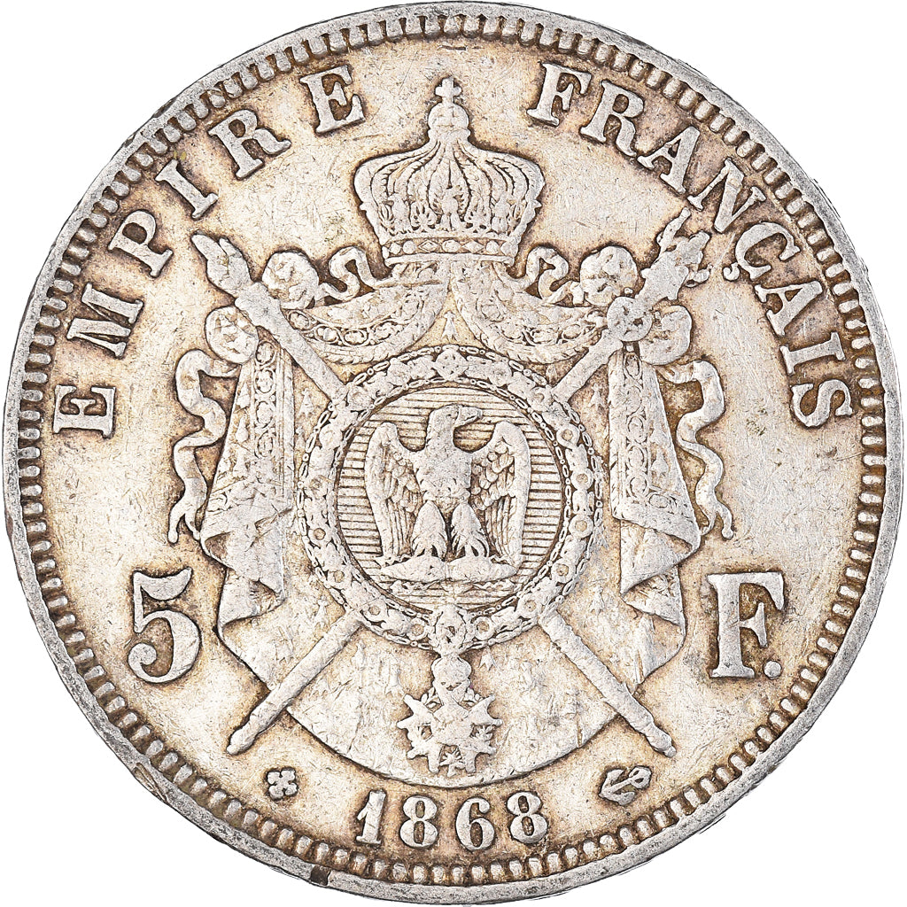 Coin, France, Napoleon III, 5 Francs, 1868, Strasbourg, VF(30-35), Silver
