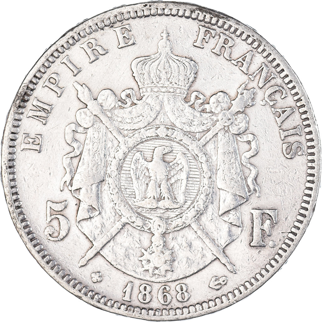 Coin, France, Napoleon III, 5 Francs, 1868, Strasbourg, VF(20-25), Silver