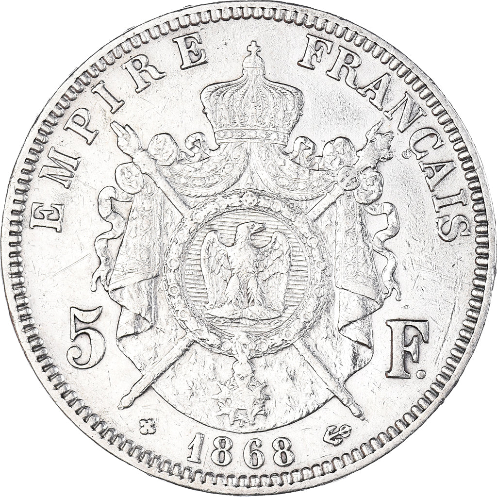 Coin, France, Napoléon III, 5 Francs, 1868, Strasbourg, EF(40-45), Silver