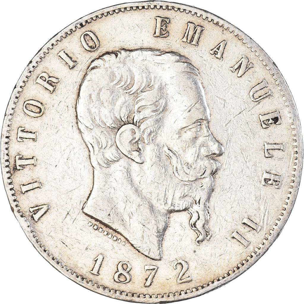 Moneta, Italia, Vittorio Emanuele II, 5 Lire, 1872, Milan, MB+, Argento, KM:8.3