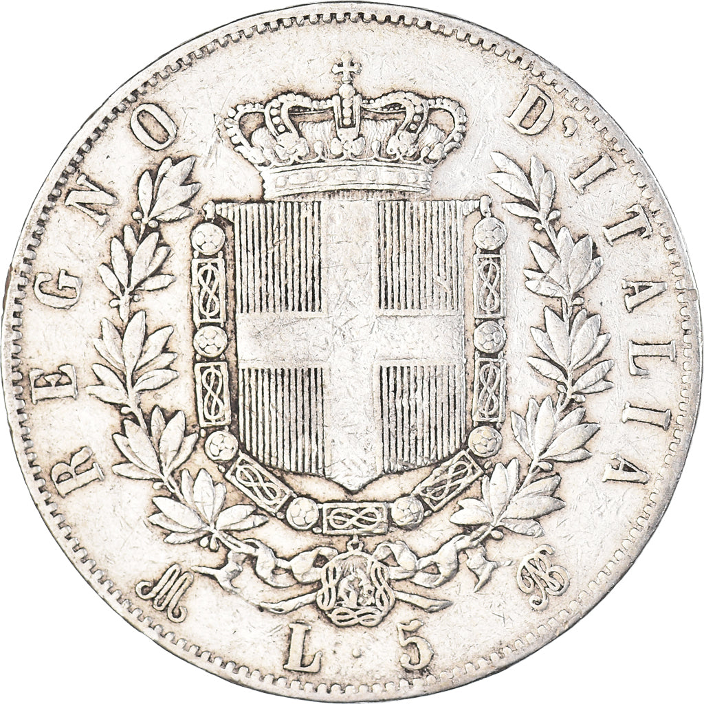 Moneta, Italia, Vittorio Emanuele II, 5 Lire, 1872, Milan, MB+, Argento, KM:8.3