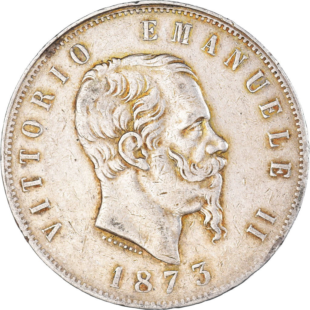 Coin, Italy, Vittorio Emanuele II, 5 Lire, 1873, Milan, VF(30-35), Silver