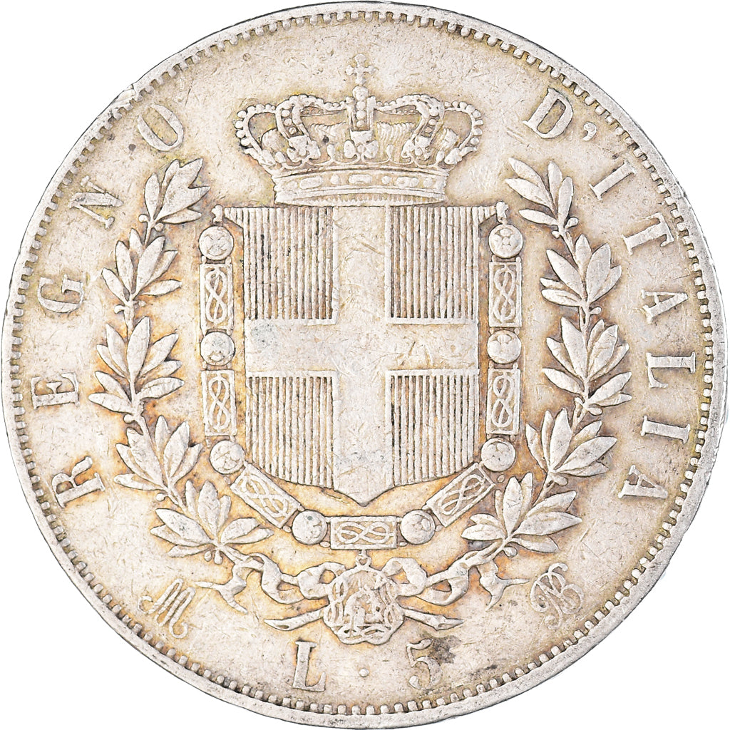 Coin, Italy, Vittorio Emanuele II, 5 Lire, 1873, Milan, VF(30-35), Silver